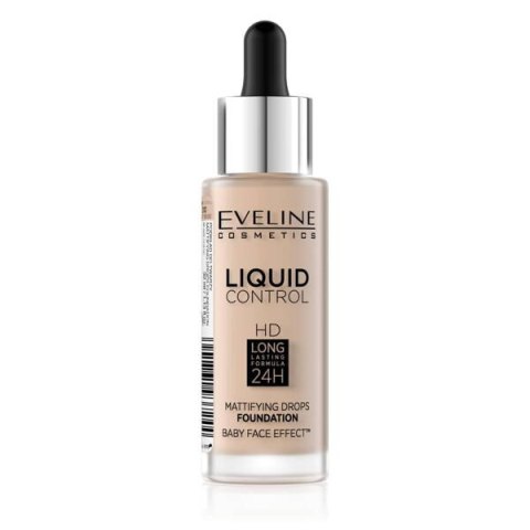 Eveline Cosmetics Liquid Control HD Long Lasting Formula 24H podkład do twarzy z dropperem 010 Light Beige 32ml (P1)