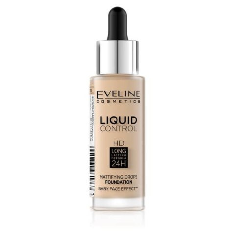 Eveline Cosmetics Liquid Control HD Long Lasting Formula 24H podkład do twarzy z dropperem 015 Light Vanilla 32ml (P1)