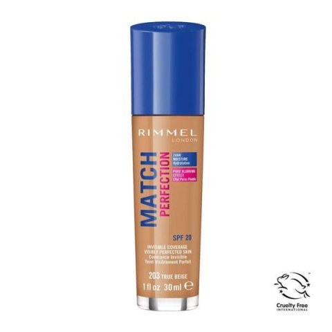 Rimmel Match Perfection Foundation podkład dopasowujący się do cery 203 True Beige SPF20 30ml (P1)