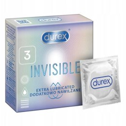 Durex Durex prezerwatywy Invisible dodatkowo nawilżane 3 szt cienkie (P1)