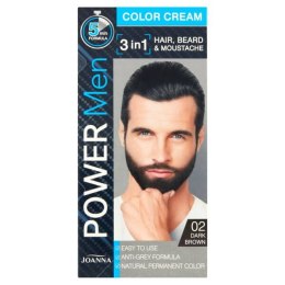 Joanna Power Men Color Cream 3in1 farba do włosów brody i wąsów 02 Dark Brown 30g (P1)