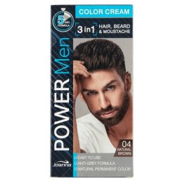 Joanna Power Men Color Cream 3in1 farba do włosów brody i wąsów 04 Natural Brown 30g (P1)