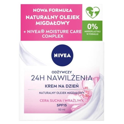 Nivea 24H Nawilżenia odżywczy krem na dzień cera sucha i wrażliwa SPF15 50ml (P1)