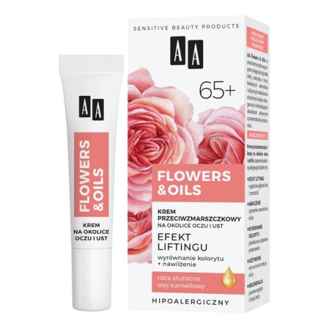 AA Flowers and Oils 65+ liftingujący krem przeciwzmarszczkowy na okolice oczu i ust 15ml (P1)