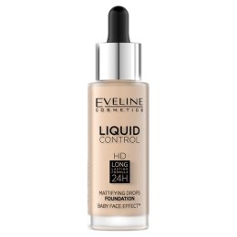 EVELINE Liquid Control HD Mattifying Drops Foundation matujący podkład do twarzy 001 Porcelain 32ml (P1)