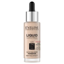 EVELINE Liquid Control HD Mattifying Drops Foundation matujący podkład do twarzy 002 Soft Porcelain Niacynamid 32ml (P1)