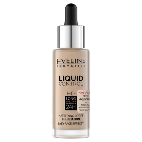 EVELINE Liquid Control HD Mattifying Drops Foundation matujący podkład do twarzy 035 Natural Beige Niacynamid 32ml (P1)