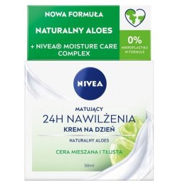 NIVEA 24H Nawilżenia matujący krem na dzień do cery mieszanej i tłustej Naturalny Aloes 50ml (P1)