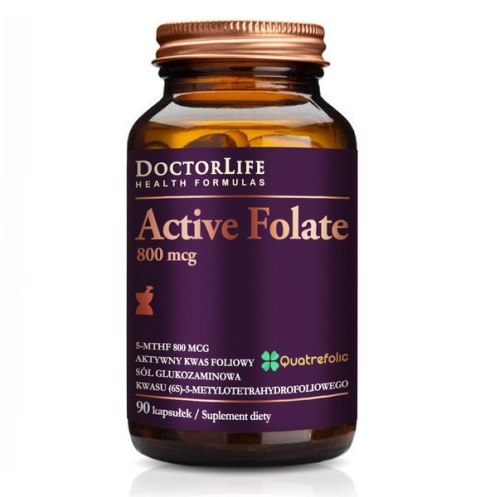 DOCTOR LIFE Active Folate aktywny kwas foliowy 800mcg suplement diety 90 kapsułek (P1)