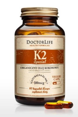 Doctor Life K2 organiczny olej kokosowy naturalna K2 MK-7 suplement diety 60 kapsułek (P1)