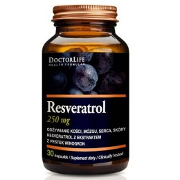 Doctor Life Resveratrol resweratrol z ekstratem z pestek winogron 250mg suplement diety 30 kapsułek (P1)