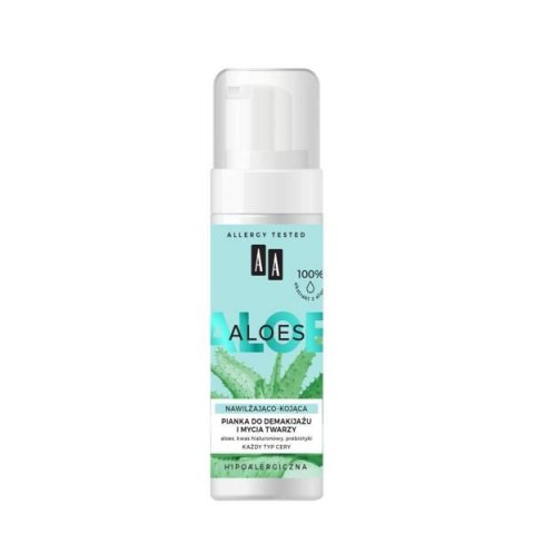 AA Aloes 100% Aloe Vera Extract pianka do demakijażu i mycia twarzy nawilżająco - kojąca 150ml (P1)