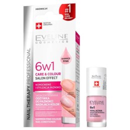 Eveline Cosmetics Nail Therapy Professional 6w1 Care Colour skoncentrowana odżywka do paznokci nadająca kolor Shimmer Pink 5ml 